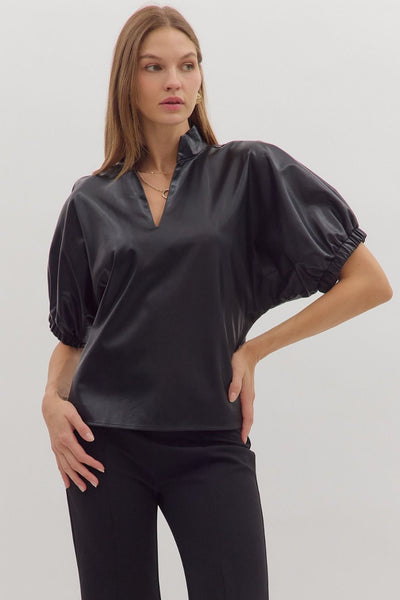 she's just got it faux leather top | black