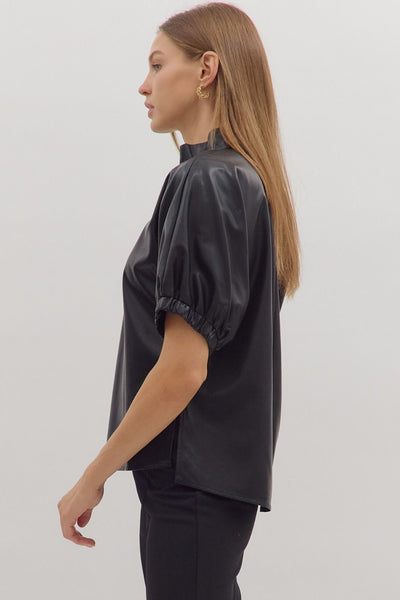 she's just got it faux leather top | black