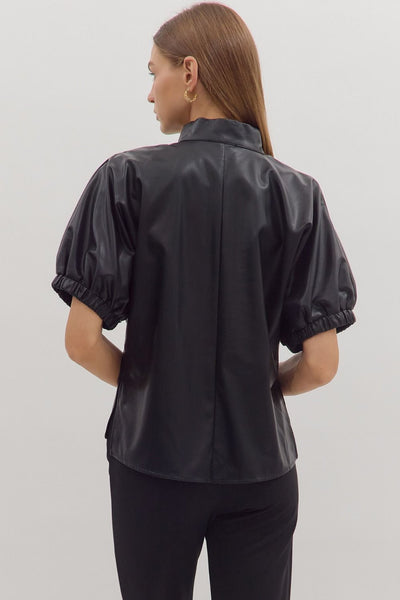 she's just got it faux leather top | black