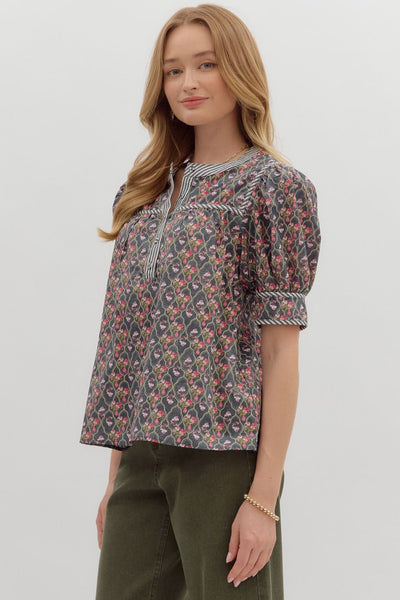 find your pace floral top | midnight