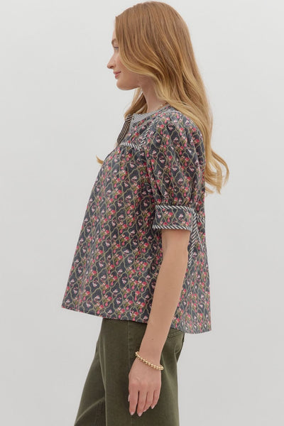 find your pace floral top | midnight