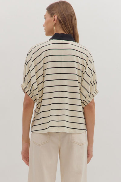 keep talking striped dolman sleeve top | cream