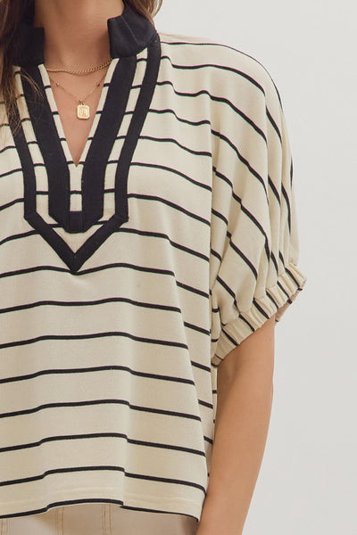 keep talking striped dolman sleeve top | cream