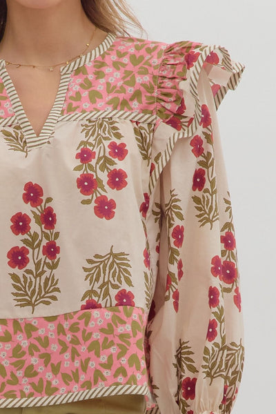 quiet radiance ruffle accent top | pink