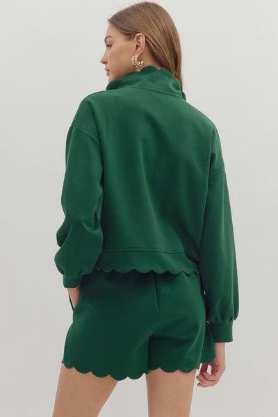 worth remembering scalloped pullover | hunter green