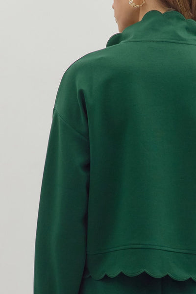worth remembering scalloped pullover | hunter green