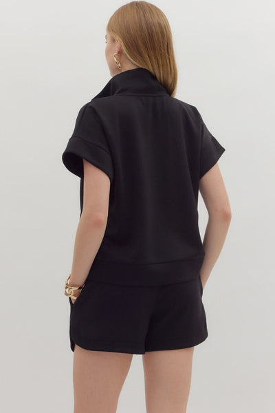 end of story quarter zip pullover  | black