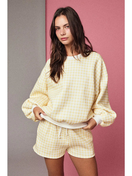 brighten my day gingham set | yellow