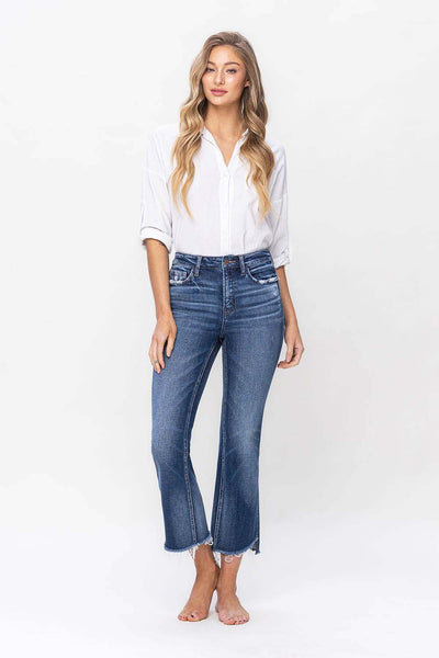 claire high-rise cropped flare jeans | medium wash