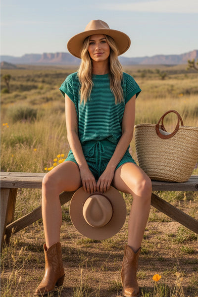 spring pick striped knit set | green + teal