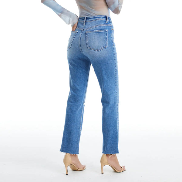 baylor high rise slim straight jeans | surf blue