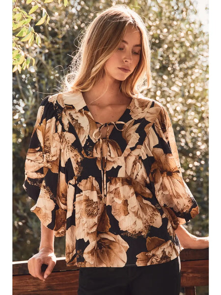 here's the plan floral blouse | black