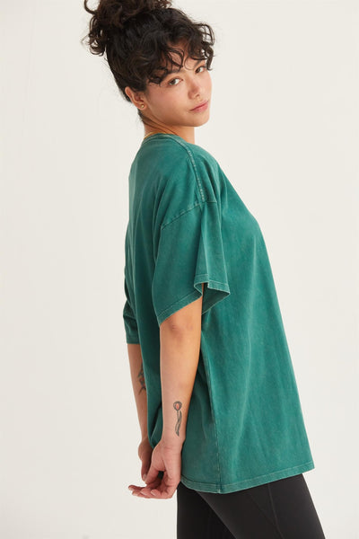 live out loud oversized distressed tee | dark green