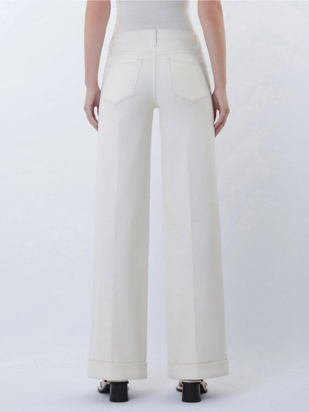 greer mid rise cuffed wide leg trouser jeans | ecru