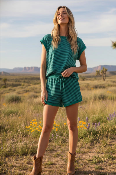 spring pick striped knit set | green + teal