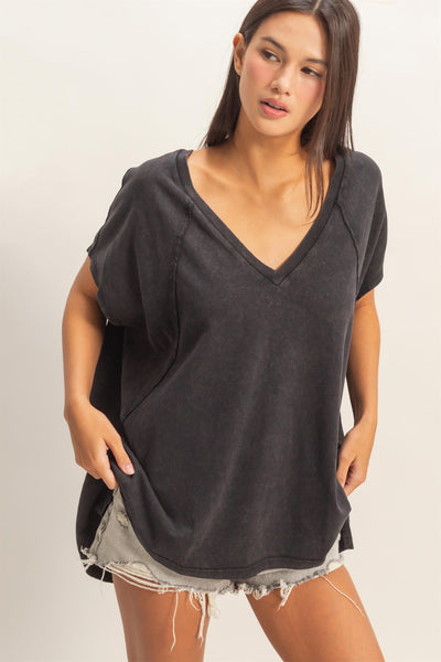 feeling your best oversized mineral wash top | black
