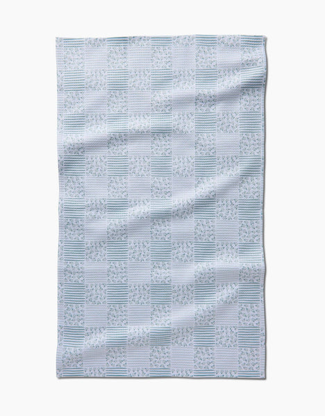 Mini Flowers + Stripes Check Green Tea Towel