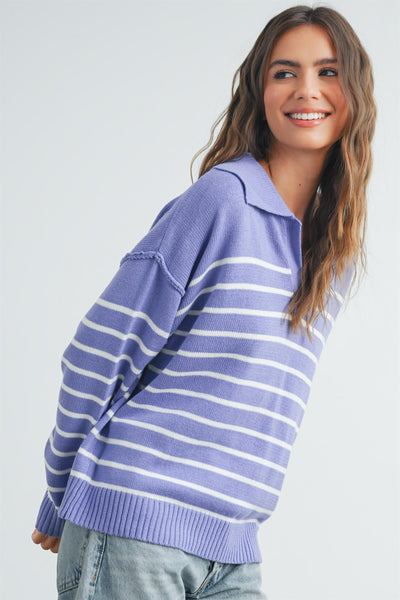 day dreaming striped knit sweater | periwinkle + ivory