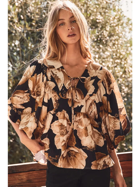 here's the plan floral blouse | black