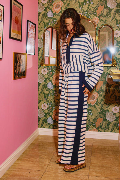lock it in striped lounge pants | navy + navy