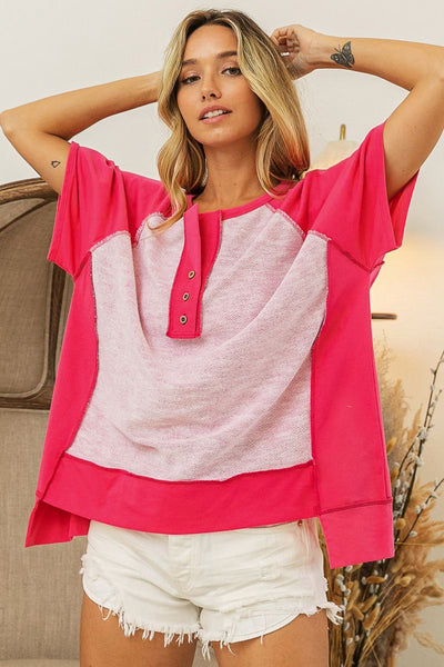 make it work loop terry knit top | fuchsia