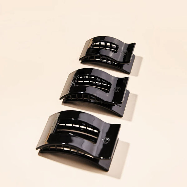 teleties rectangle flat clip, small | jet black