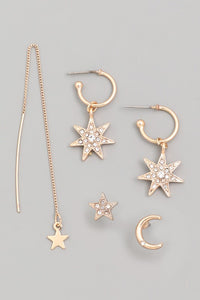 assorted star earring set | gold