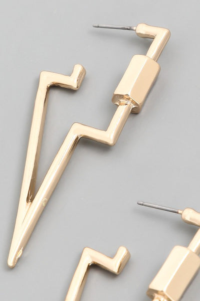 carabiner lightening earrings | gold
