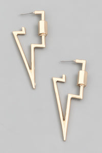 carabiner lightening earrings | gold