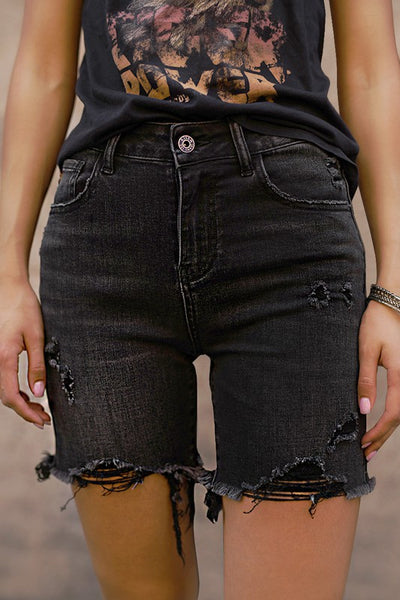 berkleigh distressed denim shorts | washed black