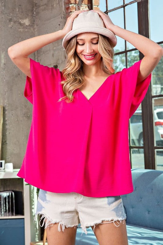meant to be top | hot pink