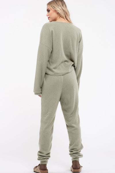 down for anything waffle knit joggers | olive