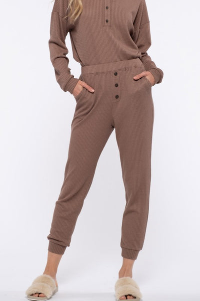down for anything waffle knit joggers | cocoa