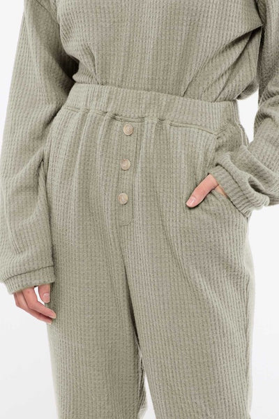 down for anything waffle knit joggers | olive