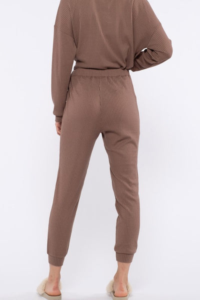 down for anything waffle knit joggers | cocoa
