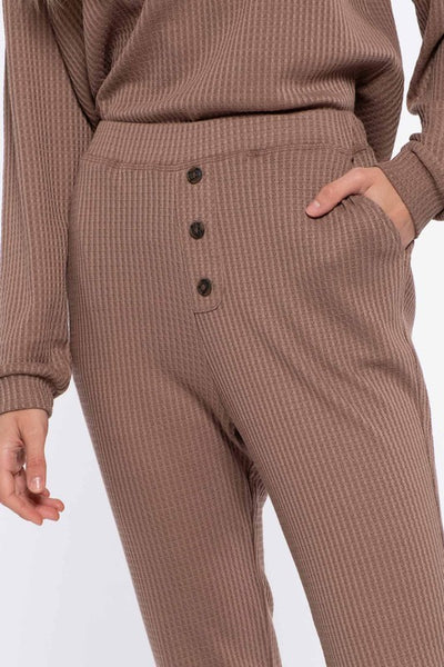 down for anything waffle knit joggers | cocoa