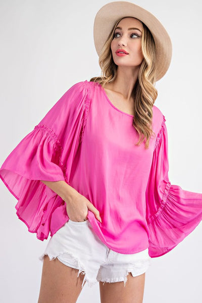 live a little satin top | candy pink