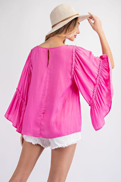 live a little satin top | candy pink