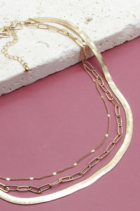 triple layer snake link chain necklace | gold plated