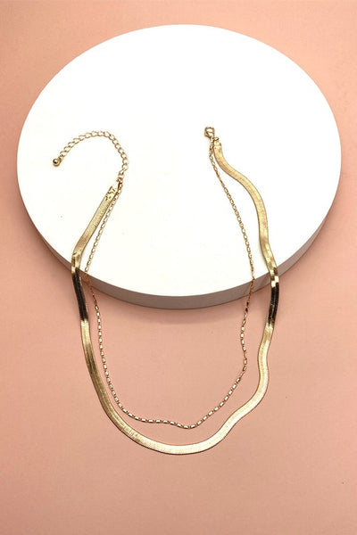 double layer snake + largo chain necklace | gold plated