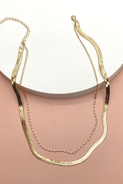 double layer snake + largo chain necklace | gold plated