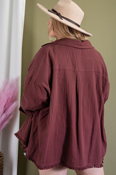 this is love plus size button down | chocolate