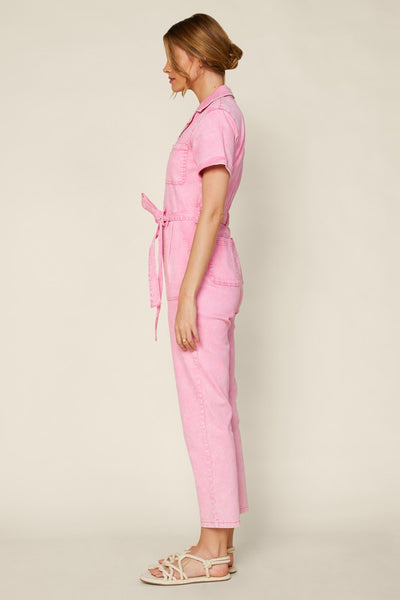 power moves utility jumpsuit | washed pink