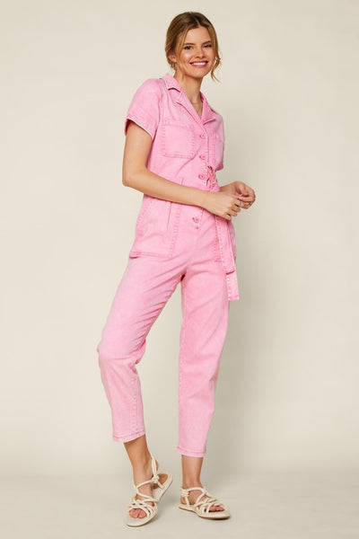 power moves utility jumpsuit | washed pink
