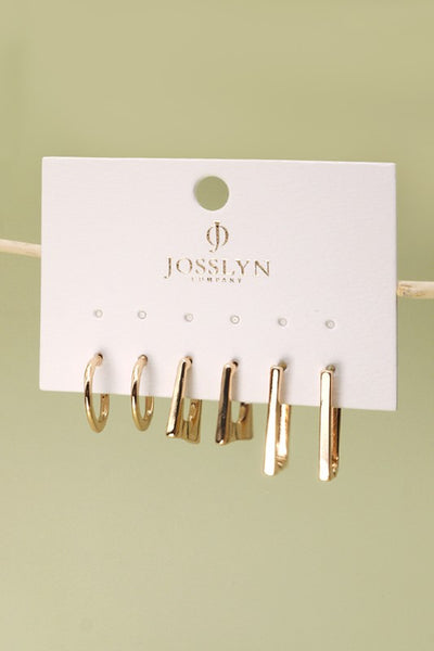 geo mini trio hoop earring set | plated gold