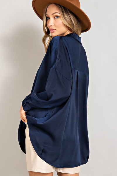 look the part satin top | navy