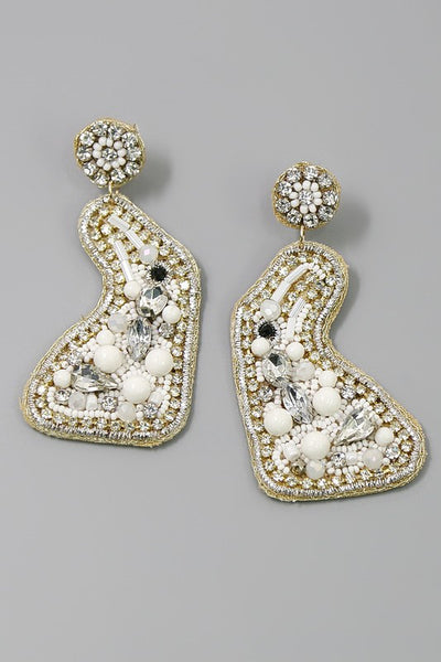 beaded easter bunny earrings | white