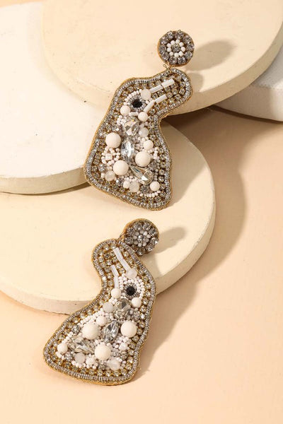 beaded easter bunny earrings | white