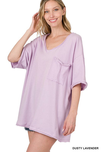 one more time oversized v-neck tee | dusty lavender