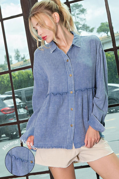 in good company button up top | denim